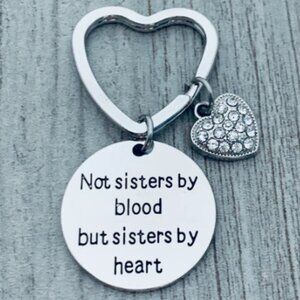 Best Friends Keychain- Not Sisters By Blood But Sisters By Heart Keychain- Heart
